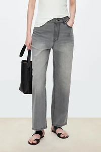 Italian/Japanese PIMA Cotton Cropped Straight-Leg Jeans