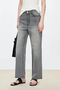 Italian/Japanese PIMA Cotton Cropped Straight-Leg Jeans