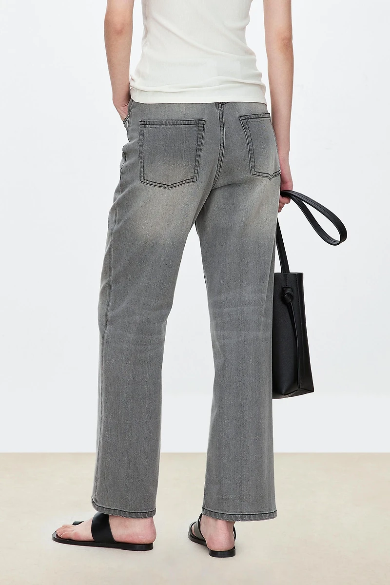 Italian/Japanese PIMA Cotton Cropped Straight-Leg Jeans