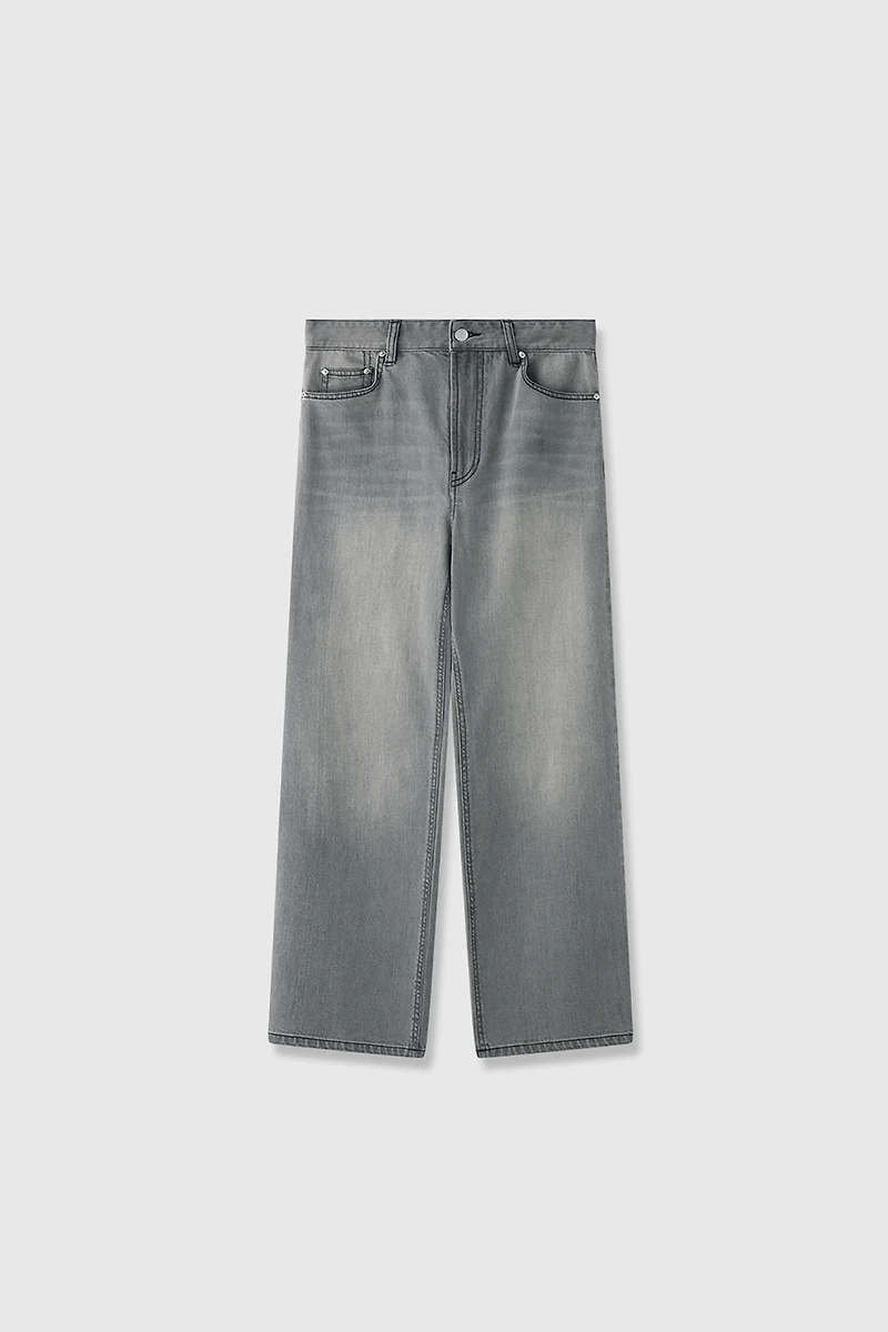Italian/Japanese PIMA Cotton Cropped Straight-Leg Jeans