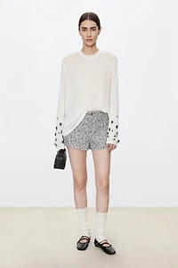 Italian Cotton Blend Tweed Mini Skirt