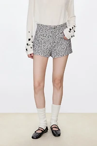 Italian Cotton Blend Tweed Mini Skirt