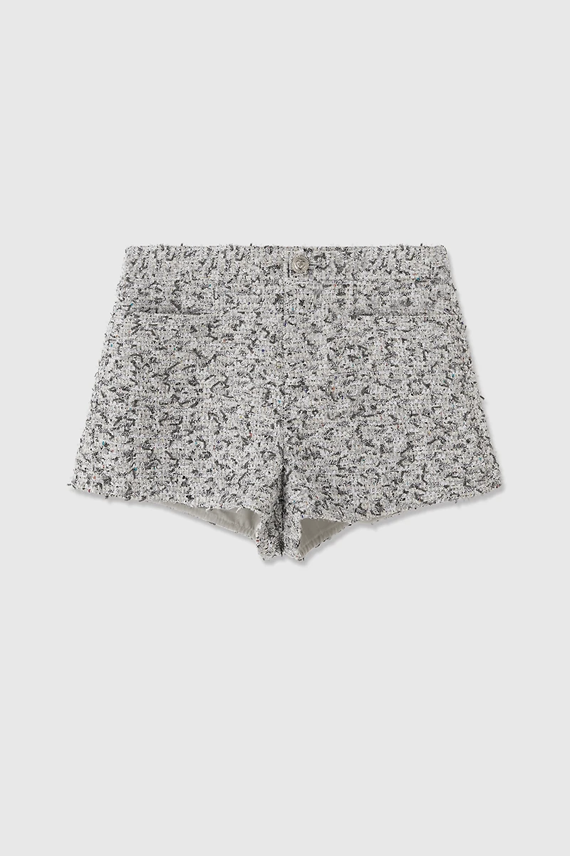 Italian Cotton Blend Tweed Mini Skirt