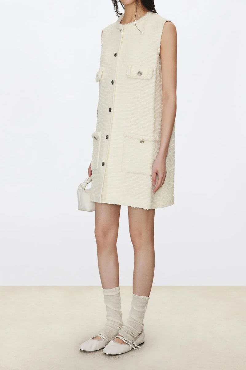 Italian Tweed Vest Style Sleeveless Dress