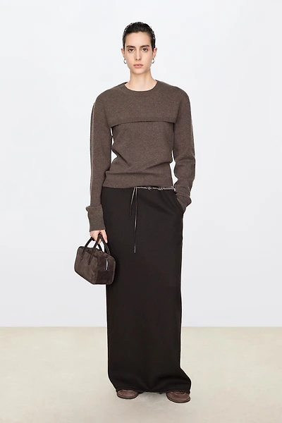 Italian Wool Double-Layer Extended Maxi Skirt