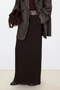 Italian Wool Double-Layer Extended Maxi Skirt