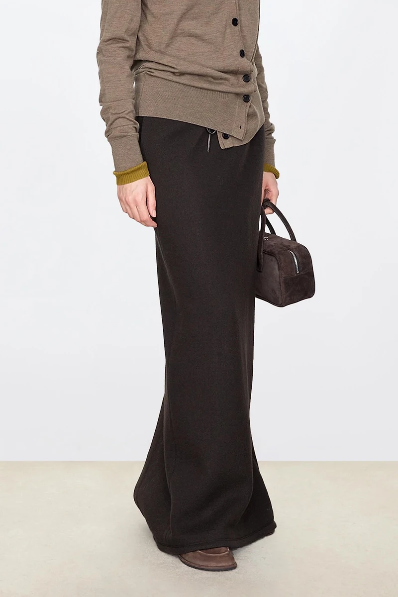 Italian Wool Double-Layer Extended Maxi Skirt