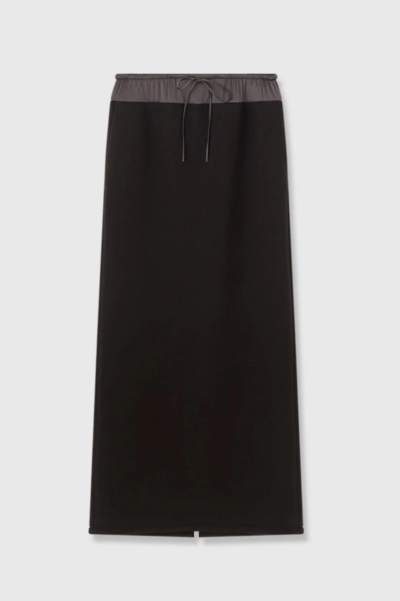 Italian Wool Double-Layer Extended Maxi Skirt