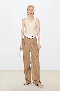 Italian Wool Striped Wide-leg Pants