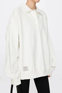 Japanese 100% Cotton Knit Polo Collar Hoodie