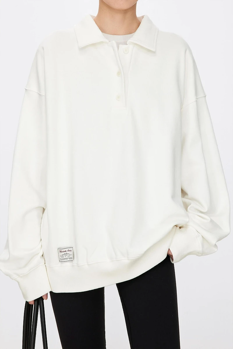 Japanese 100% Cotton Knit Polo Collar Hoodie