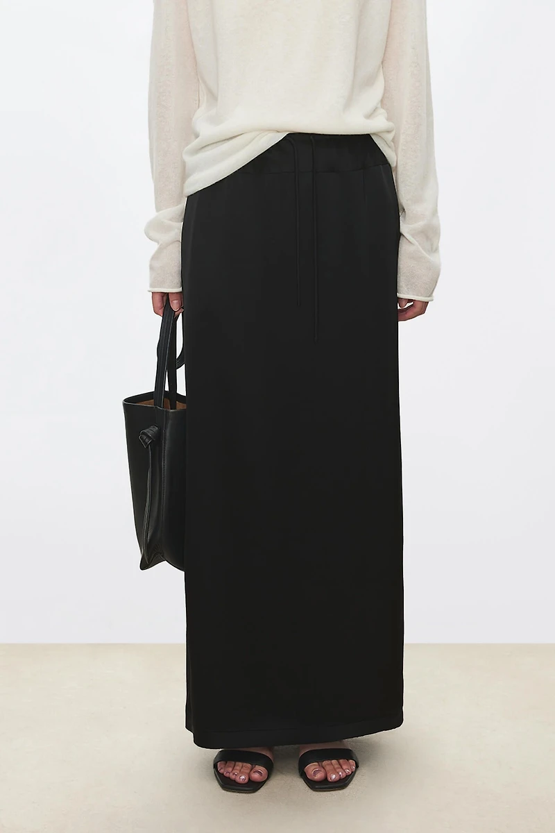 Japanese Draped Triacetate Double-Satin Raw Hem Skirt