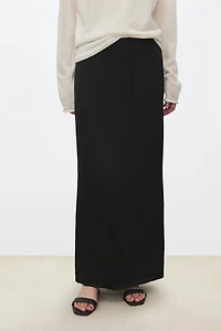 Japanese Draped Triacetate Double-Satin Raw Hem Skirt