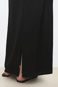 Japanese Draped Triacetate Double-Satin Raw Hem Skirt