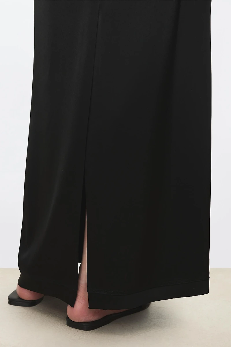 Japanese Draped Triacetate Double-Satin Raw Hem Skirt
