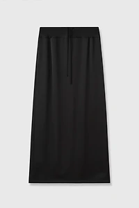 Japanese Draped Triacetate Double-Satin Raw Hem Skirt