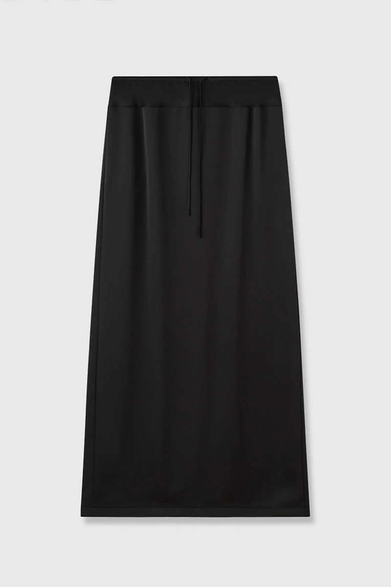 Japanese Draped Triacetate Double-Satin Raw Hem Skirt