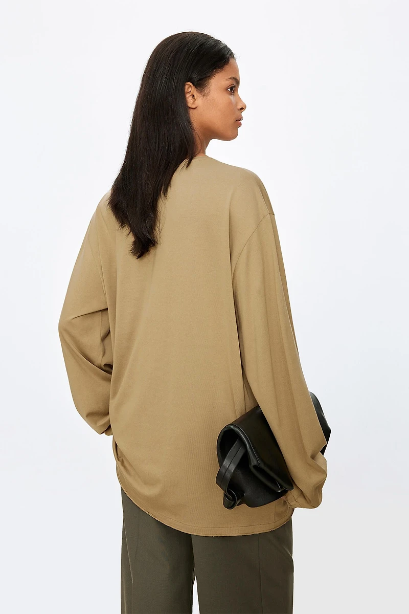 Japanese Fine Cotton Knit Long Sleeve Top
