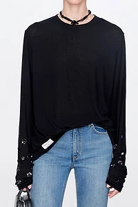 Japanese Lightweight Cashmere Knitted Beaded Top