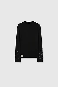 Japanese Lightweight Cashmere Knitted Beaded Top