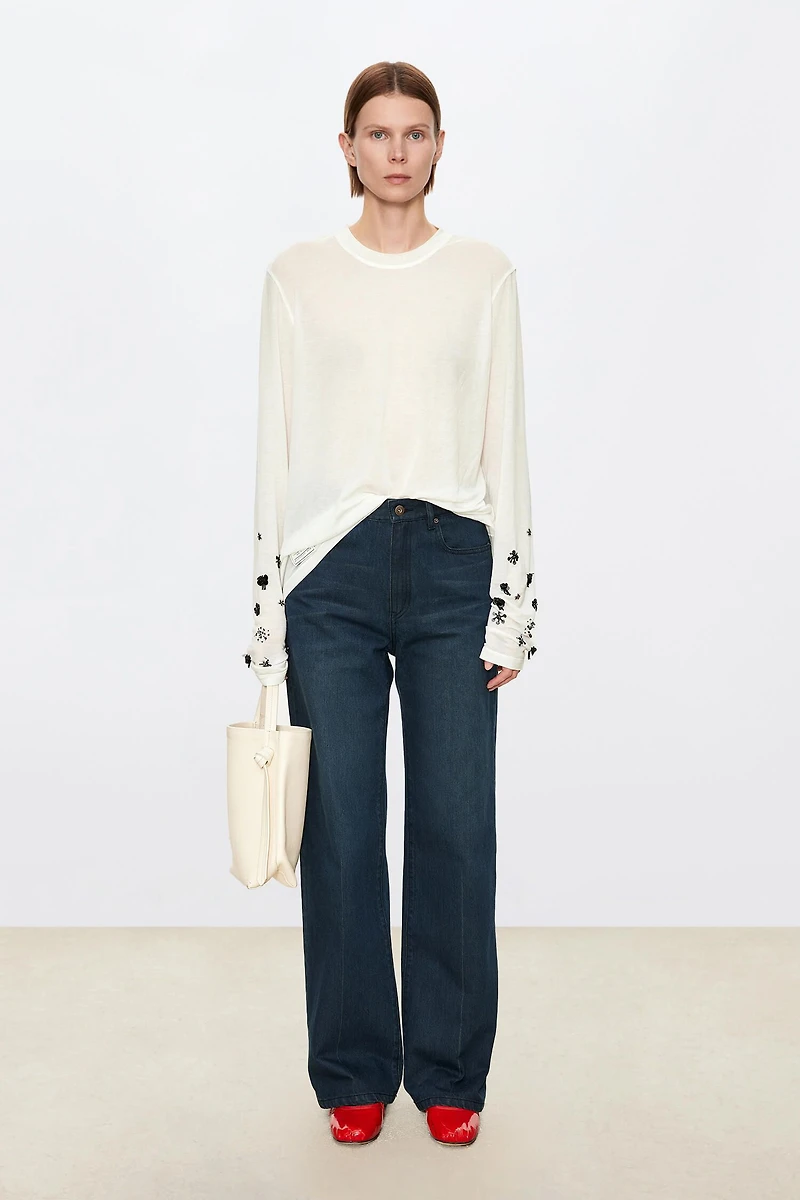Japanese Lightweight Cashmere Knitted Beaded Top