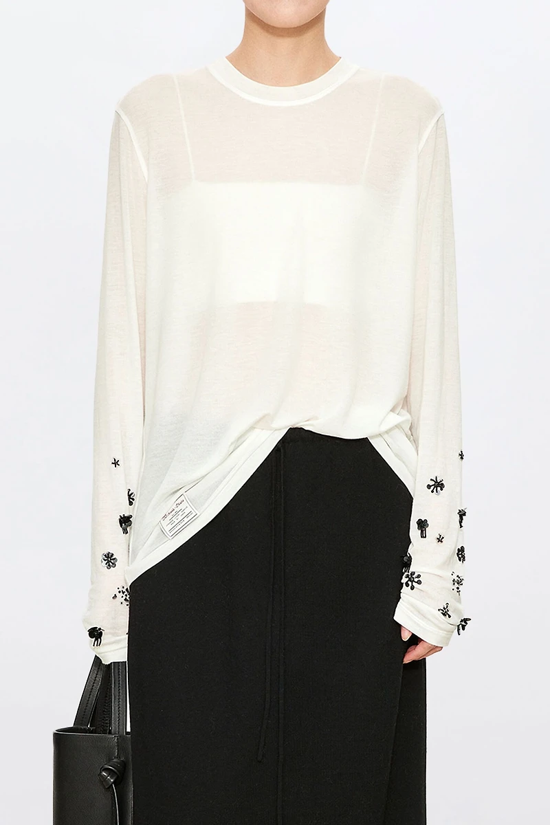 Japanese Lightweight Cashmere Knitted Beaded Top