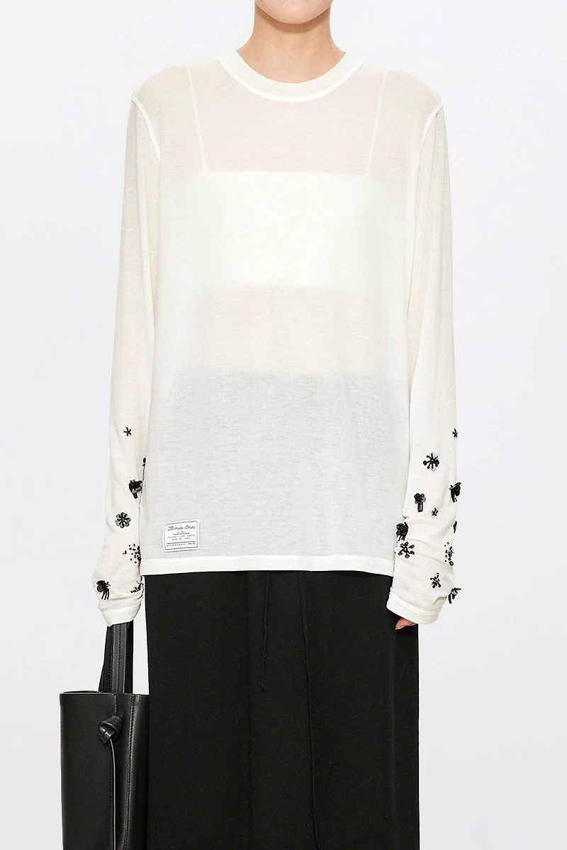 Japanese Lightweight Cashmere Knitted Beaded Top