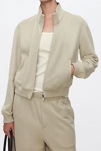 Japanese Pure Cotton Classic Stand-Collar Sweatshirt Jacket