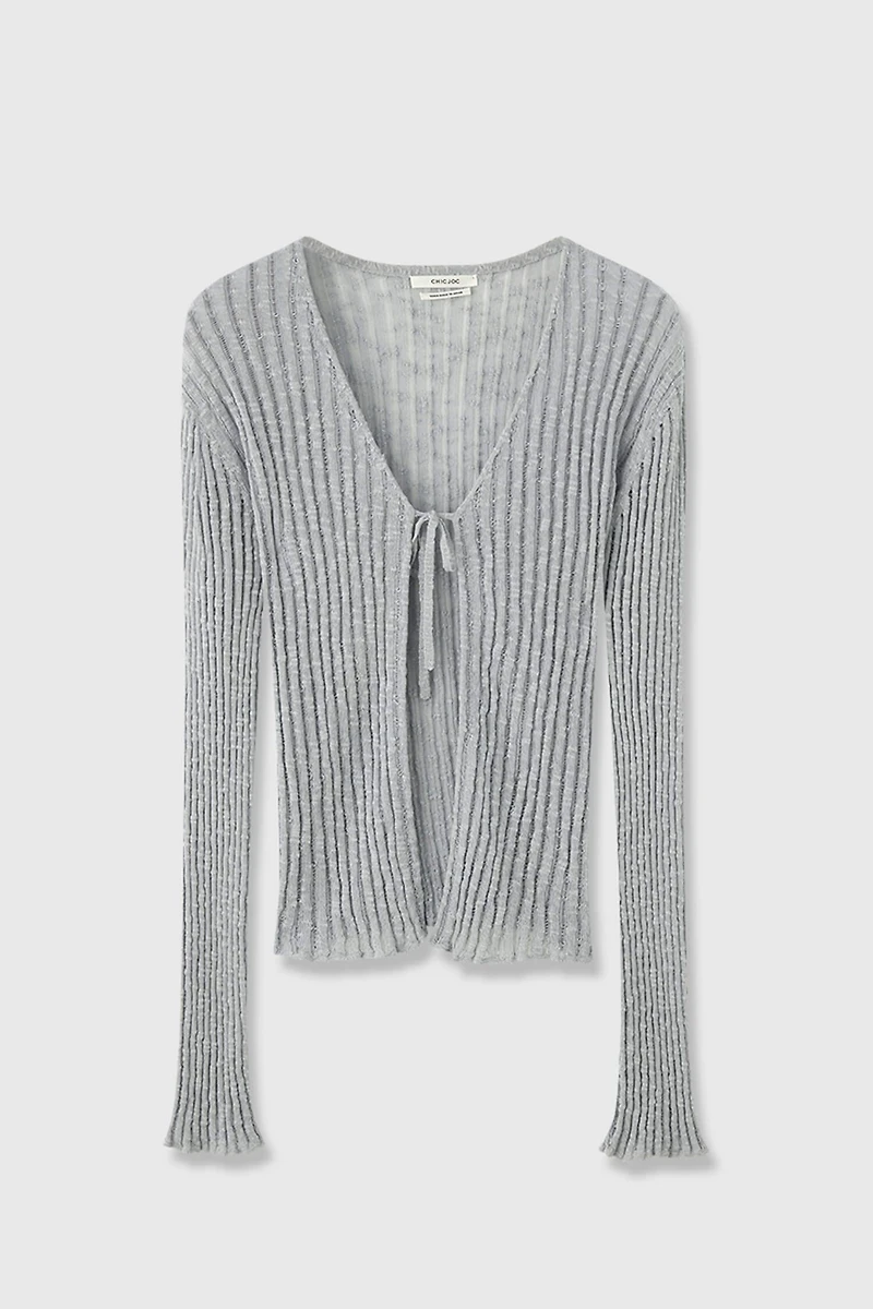 Japanese Slub-Yarn Textured Openwork Cardigan
