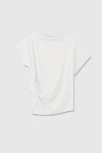 Japanese Soft-Drape Pure Cotton Knit Asymmetrical Top