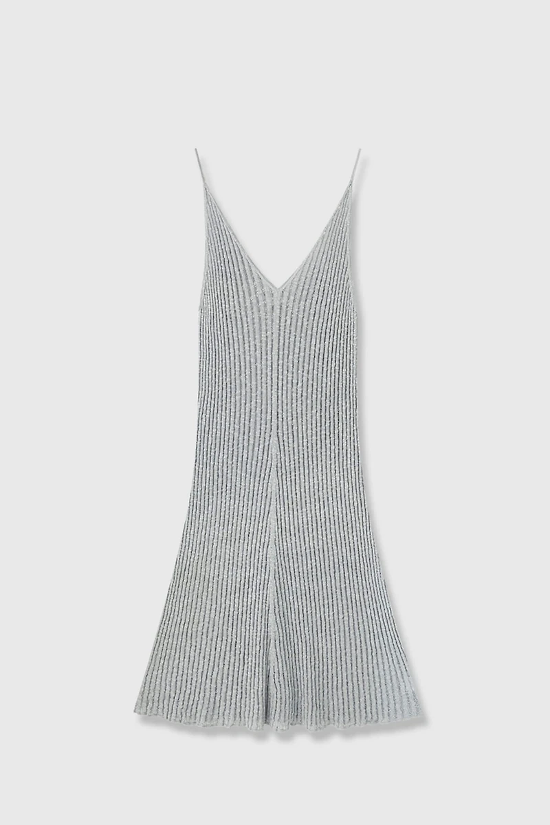 Japanese 100% Cotton Slub-Knit V-Neck Slip Dress
