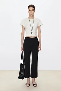 Japanese Triacetate Nine-Length Side-Slit Trousers