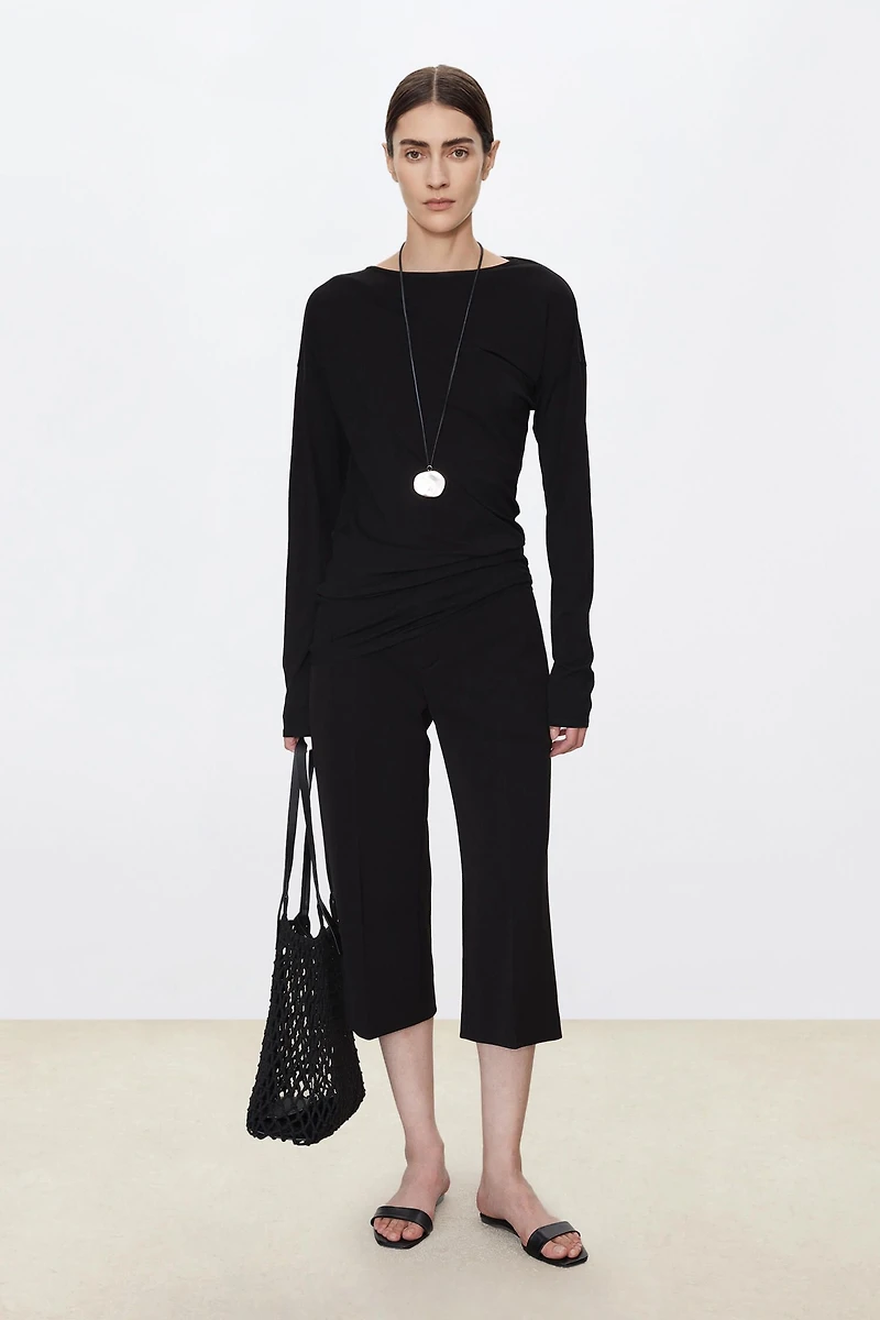 Japanese Triacetate Seven-Length Side-Slit Trousers