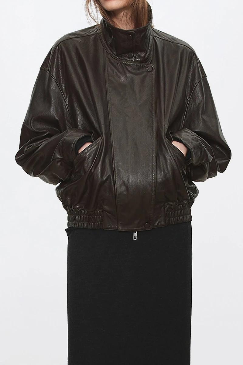 Lambskin Stand-Collar Jacket