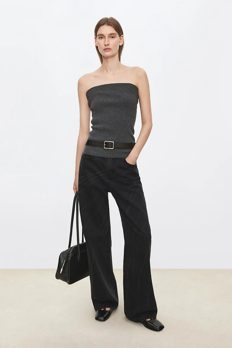 Laser-Burnout Italian Denim Classic Straight-Leg Jeans