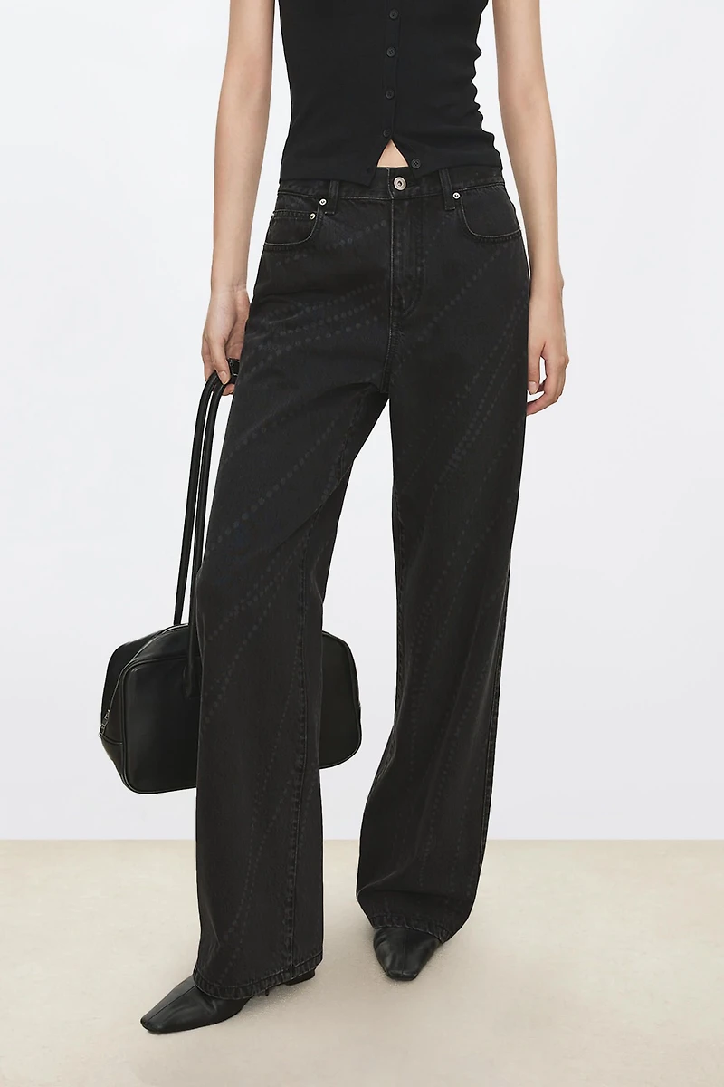 Laser-Burnout Italian Denim Classic Straight-Leg Jeans