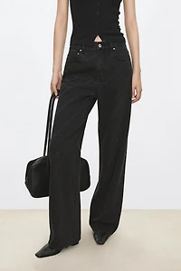 Laser-Burnout Italian Denim Classic Straight-Leg Jeans