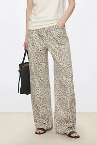 Leopard Print Straight-Leg Jeans
