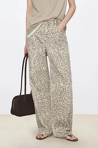 Leopard Print Straight-Leg Jeans