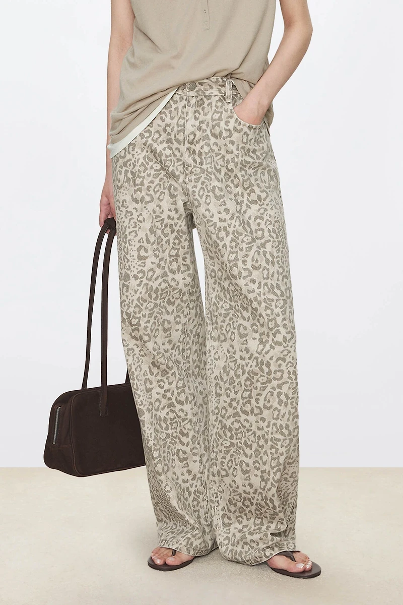 Leopard Print Straight-Leg Jeans