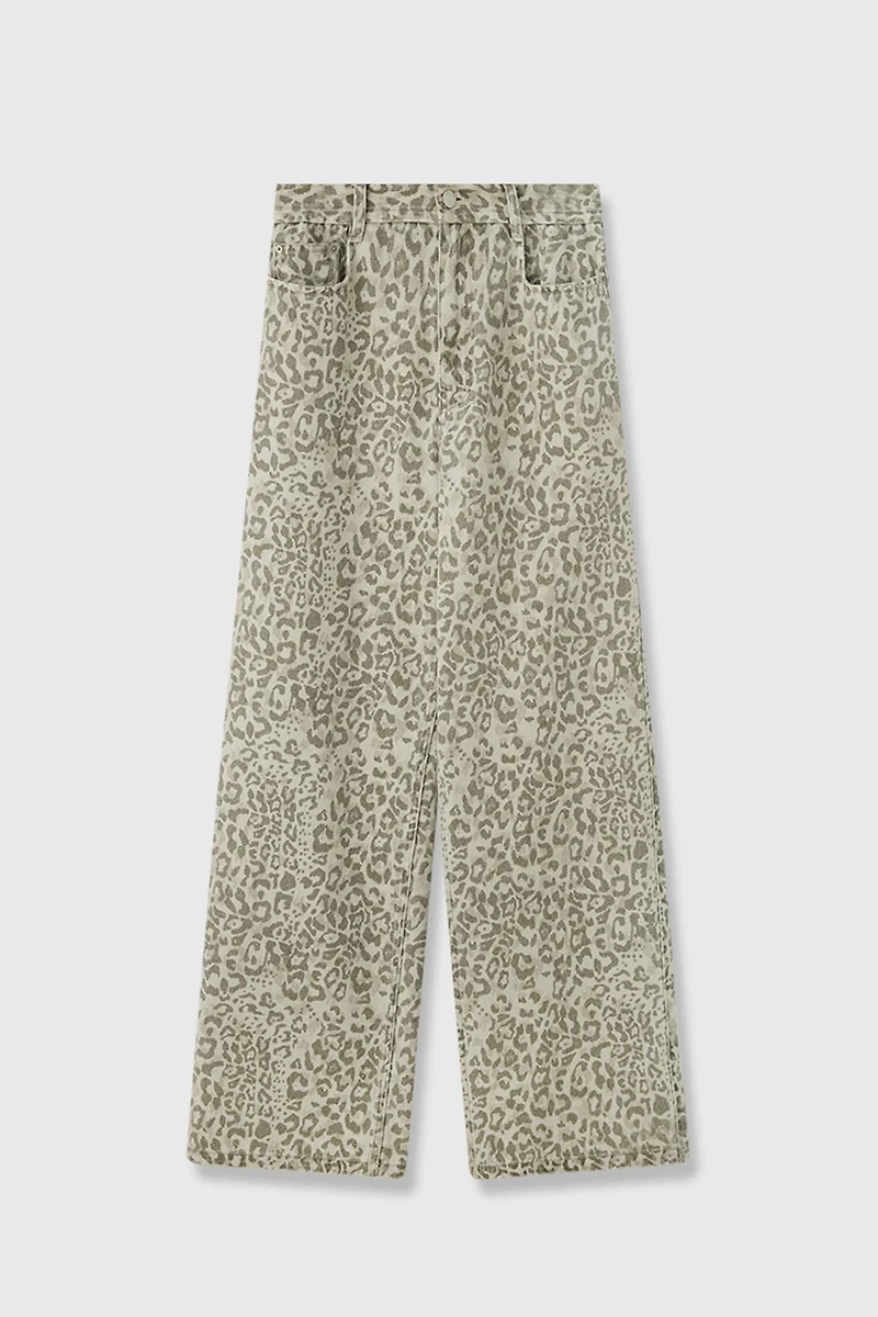 Leopard Print Straight-Leg Jeans