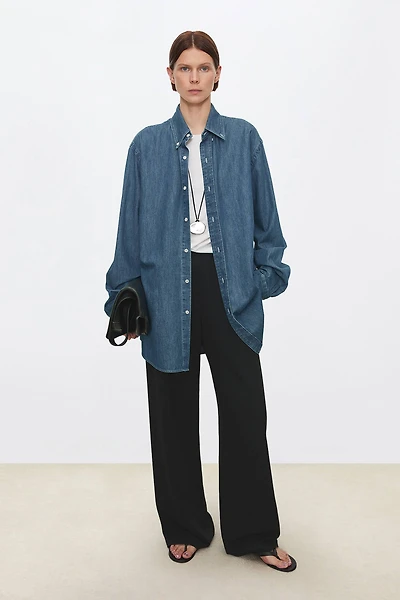 Lightweight Pure Cotton Denim Oversized Shirt