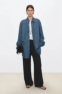 Lightweight Pure Cotton Denim Oversized Shirt