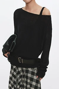 Lightweight Alpaca Wool Boat Neck Sweater