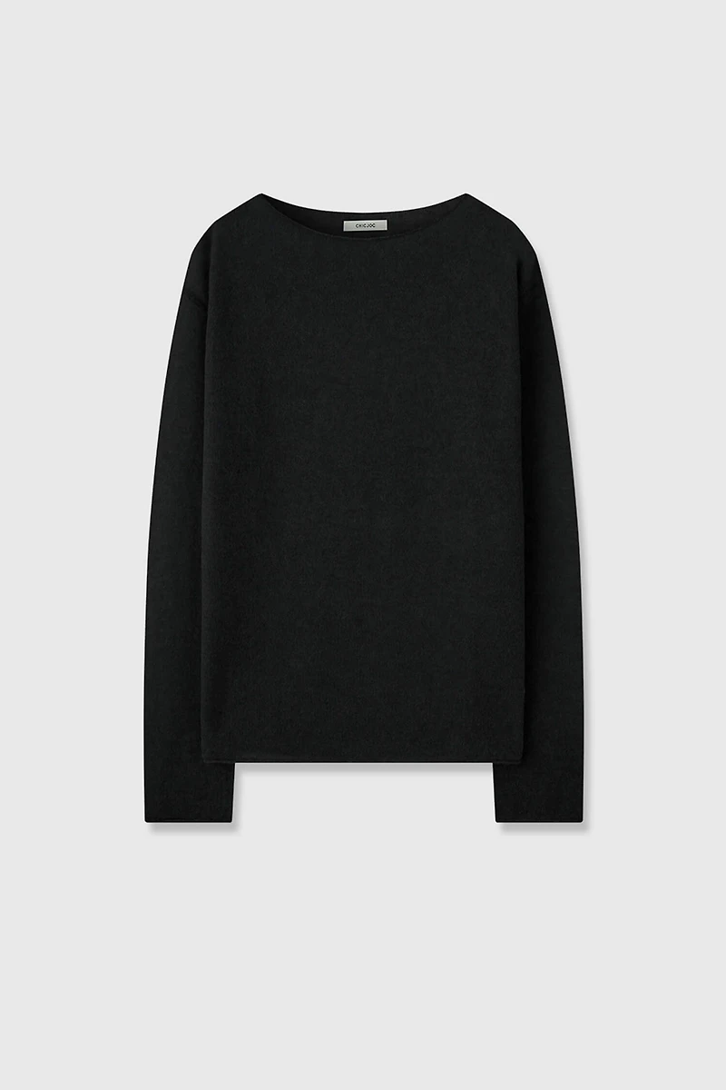 Lightweight Alpaca Wool Boat Neck Sweater