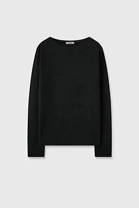 Lightweight Alpaca Wool Boat Neck Sweater