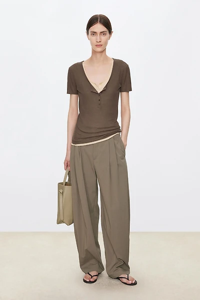 Lightweight Silk-Cotton Short Sleeve Top
