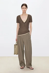 Lightweight Silk-Cotton Short Sleeve Top