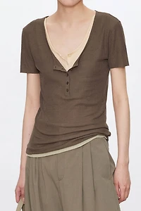 Lightweight Silk-Cotton Short Sleeve Top