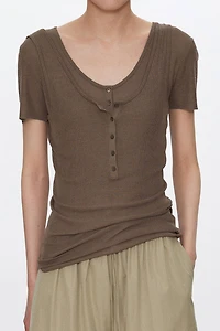 Lightweight Silk-Cotton Short Sleeve Top